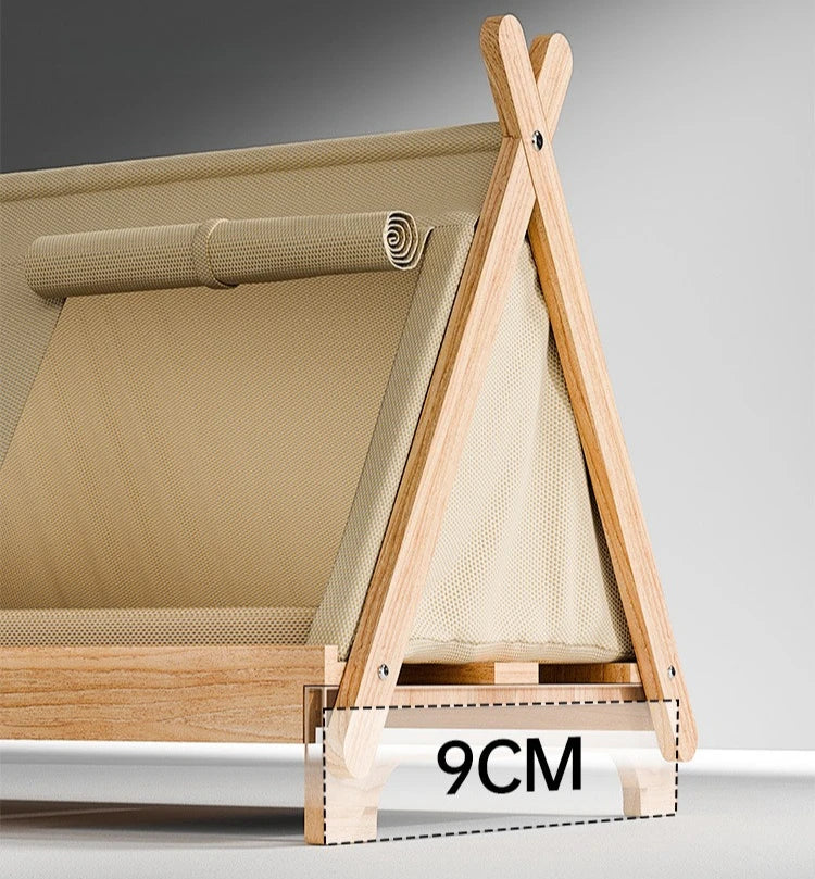 Elevated Wooden Cat Tent Bed with Peekaboo Window