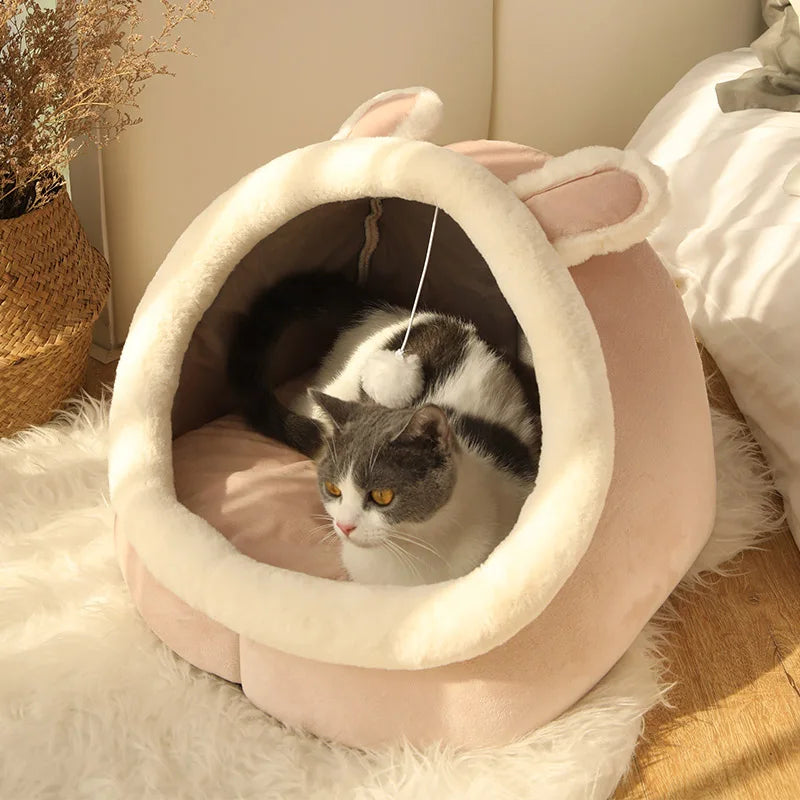 Cat-Ear Cave Bed with Removable Cushion