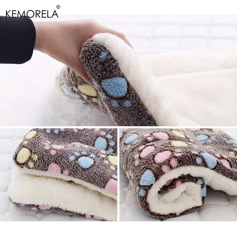 Paw-Print Plush Sleeping Mat for Dogs & Cats