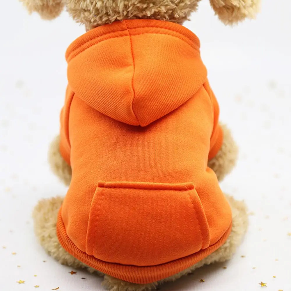 Solid-Color Pet Hoodie with Back Pocket