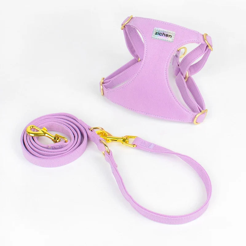 Suede-Look Pet Harness & Coordinating Leash Set