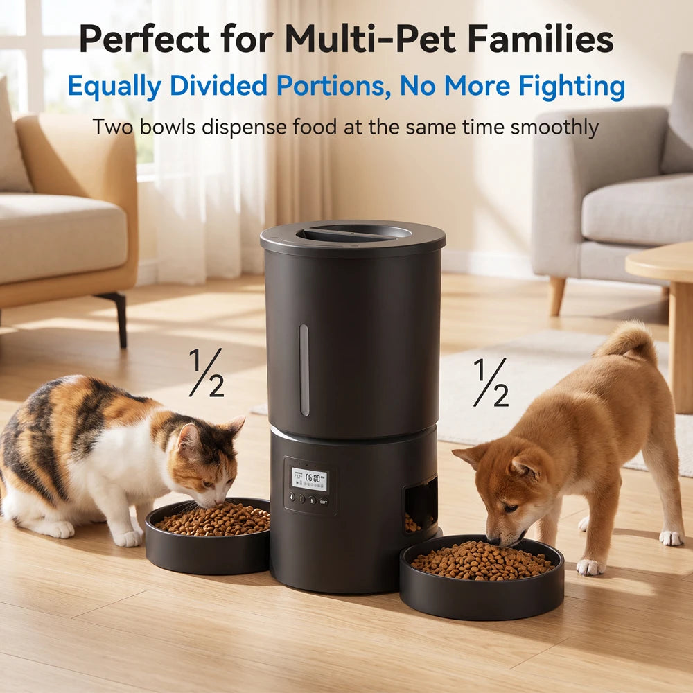 4.2L Automatic Double-Bowl Pet Feeder with Button Controls