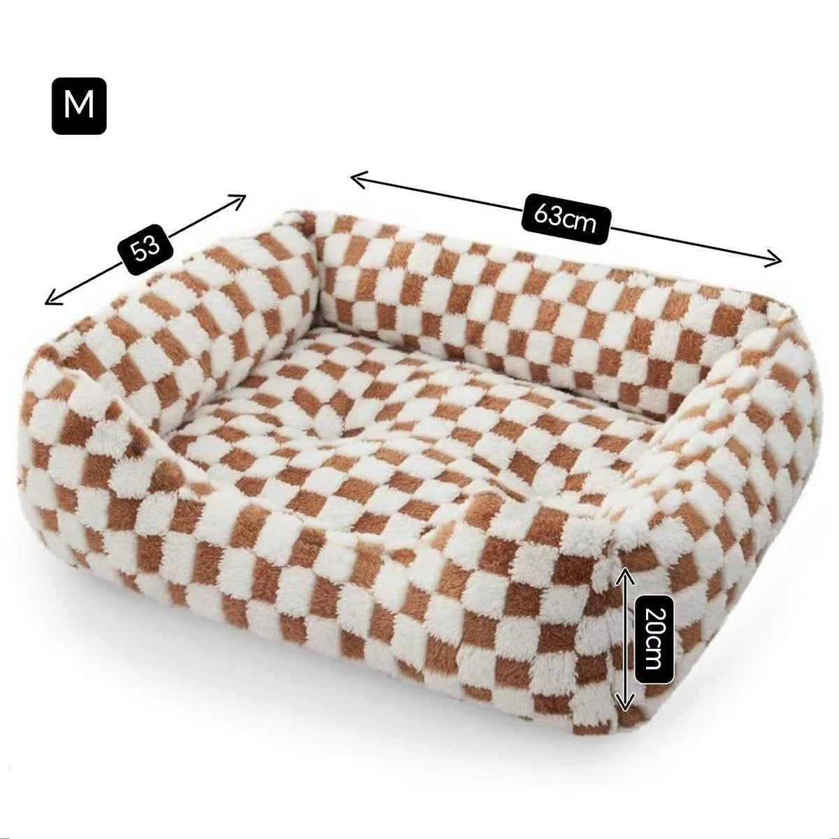 Checkerboard Fleece Bolster Bed for Dogs & Cats