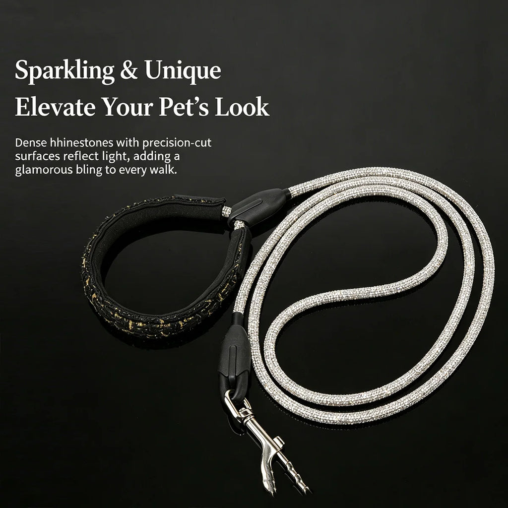 Rhinestone Pet Leash with Padded Loop Handle