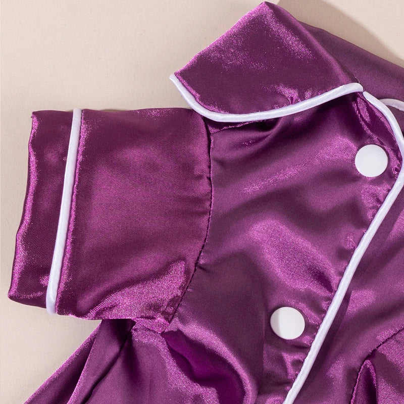 Satin-Look Pet Pajama Shirt with Contrast Piping