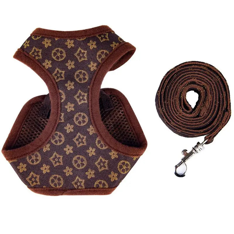 Classic-Pattern Mesh Pet Harness & Leash Set