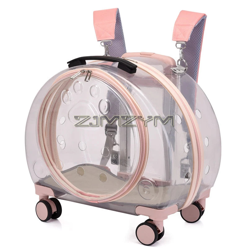 Bubble Pet Carrier Backpack with Wheels & Round Front Opening