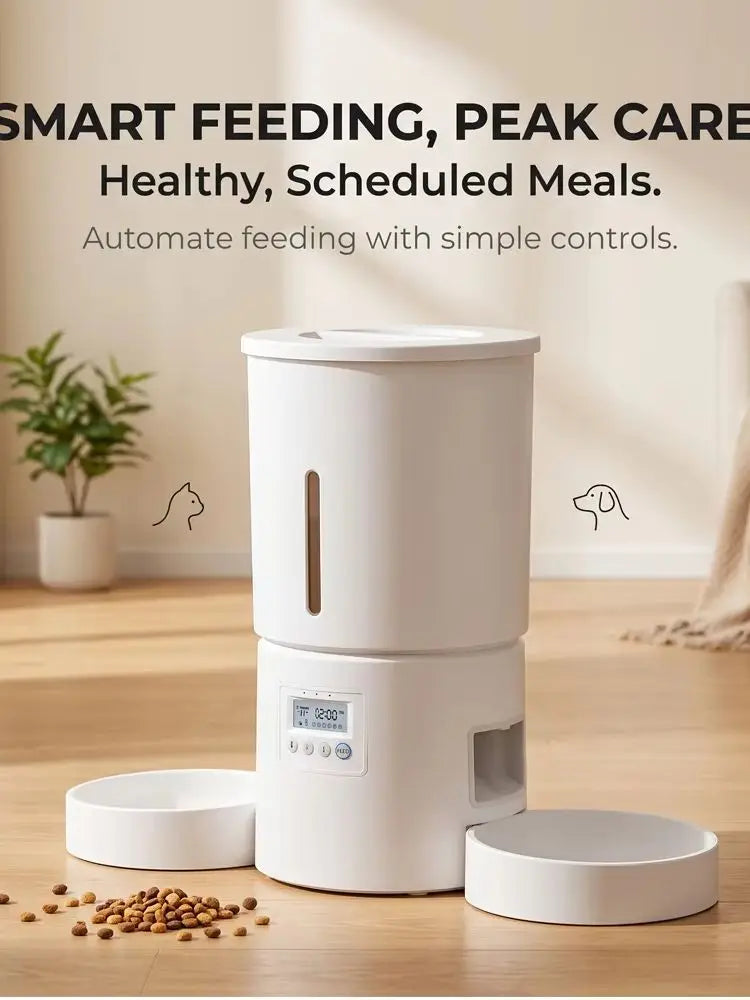 4.2L Automatic Double-Bowl Pet Feeder with Button Controls