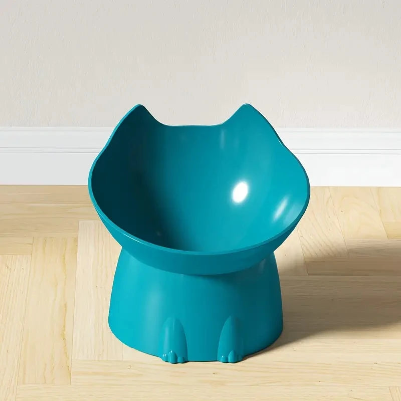 Raised Cat Bowl with Tilted Edge in Five Colors