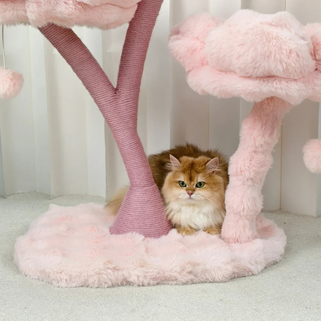 Plush Flower Cat Tree with Scratching Areas