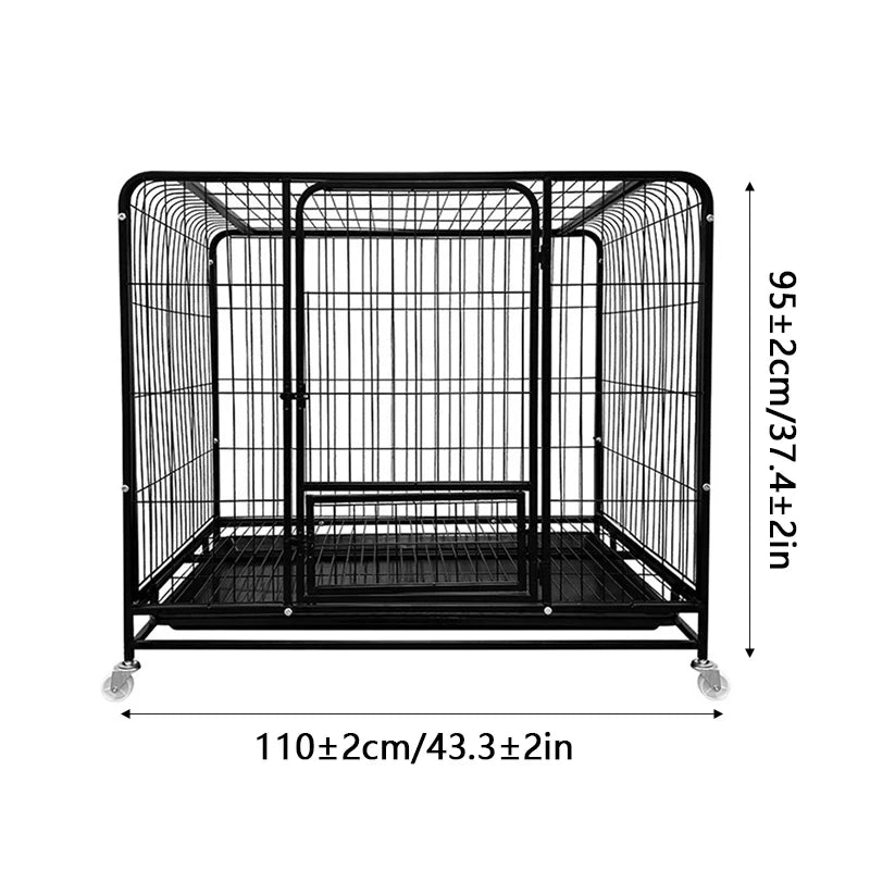 BOOTEELY Metal Dog Crate with Wheels & Opening Top, Black or White