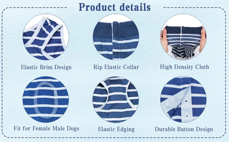 Camouflage & Blue Stripe Cat Recovery Suit
