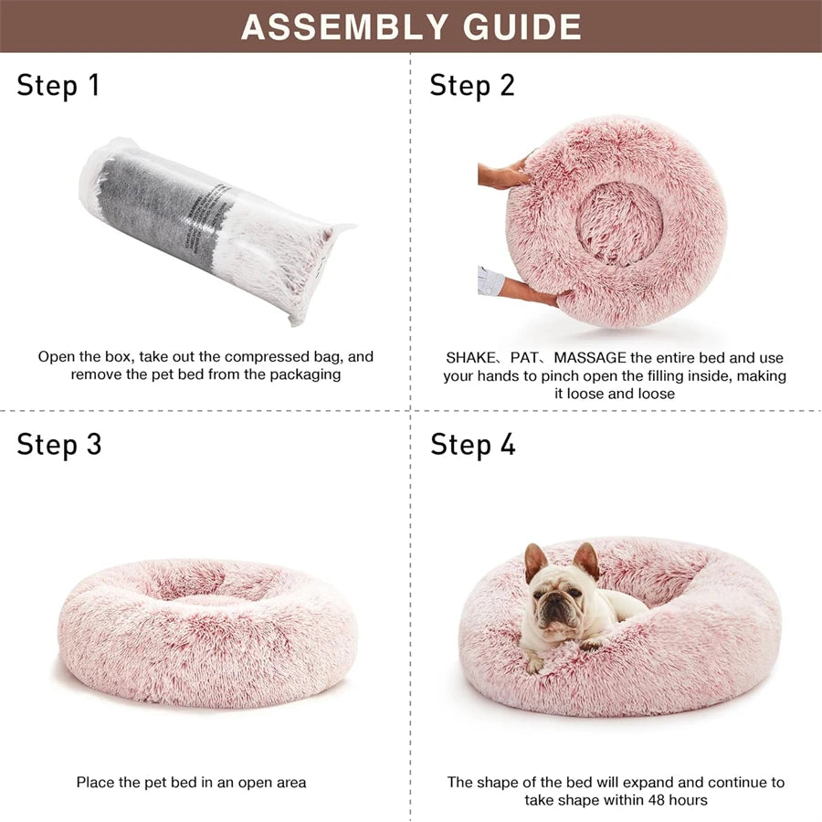 Plush Donut Bed for Cats & Small Dogs