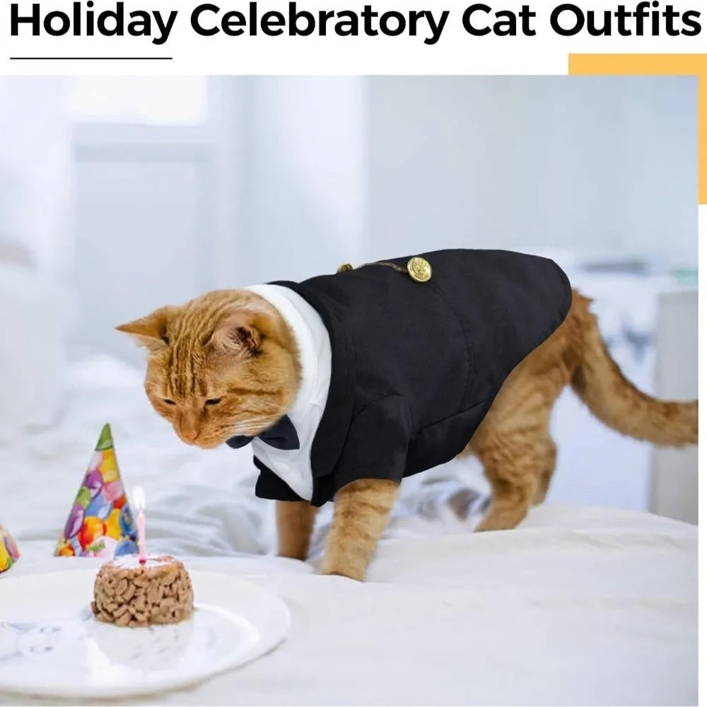 Bow-Tie Cat Tuxedo in Black or Grey