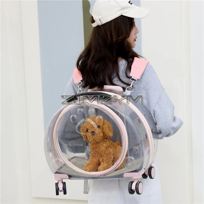 Bubble Pet Carrier Backpack with Wheels & Round Front Opening