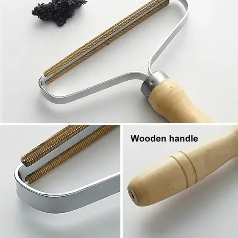 Wooden-Handle Pet Hair & Lint Scraper