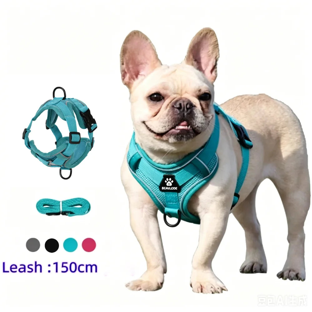 Adjustable Mesh Pet Harness & Coordinating Leash Set
