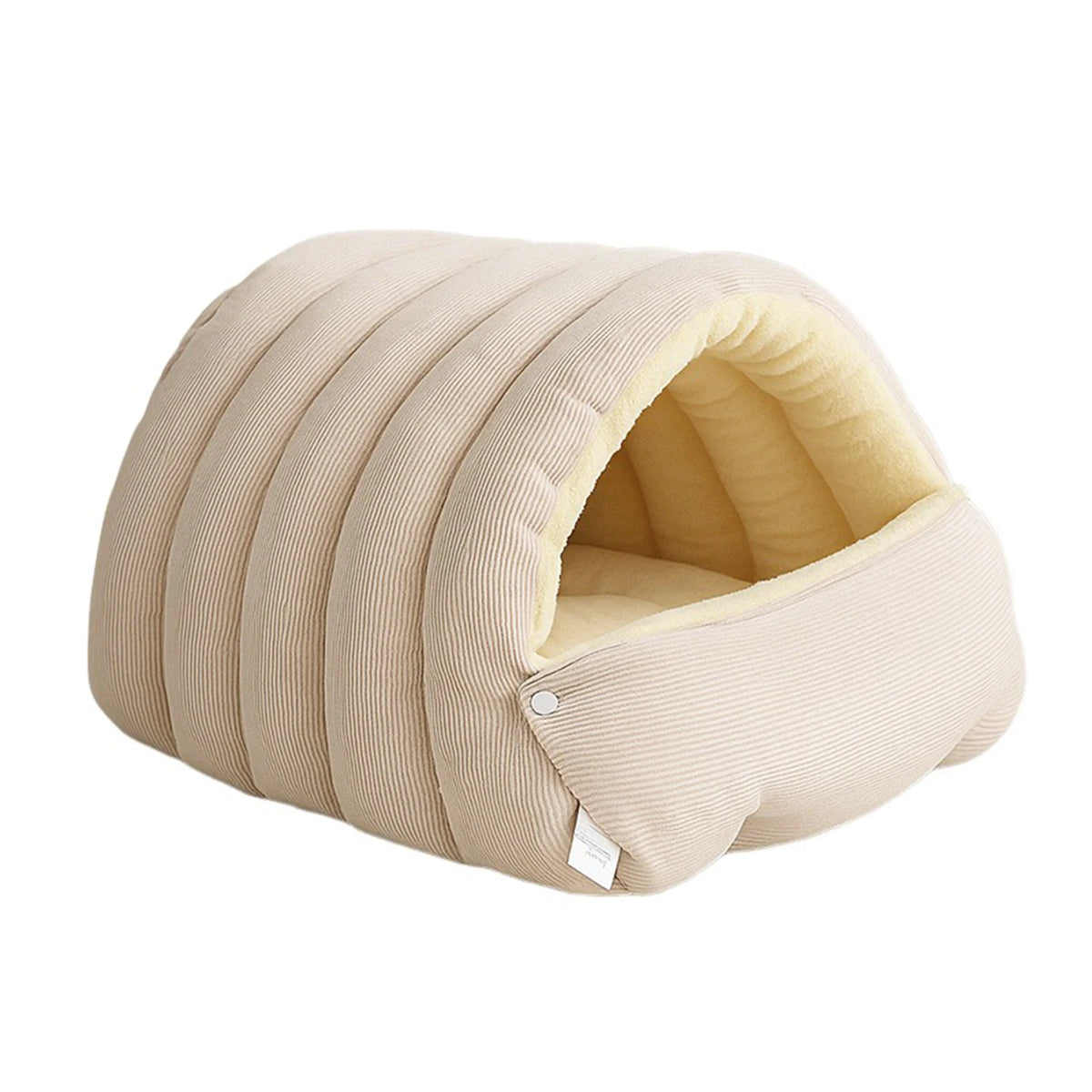 Ribbed Plush Cave Bed for Cats & Small Dogs