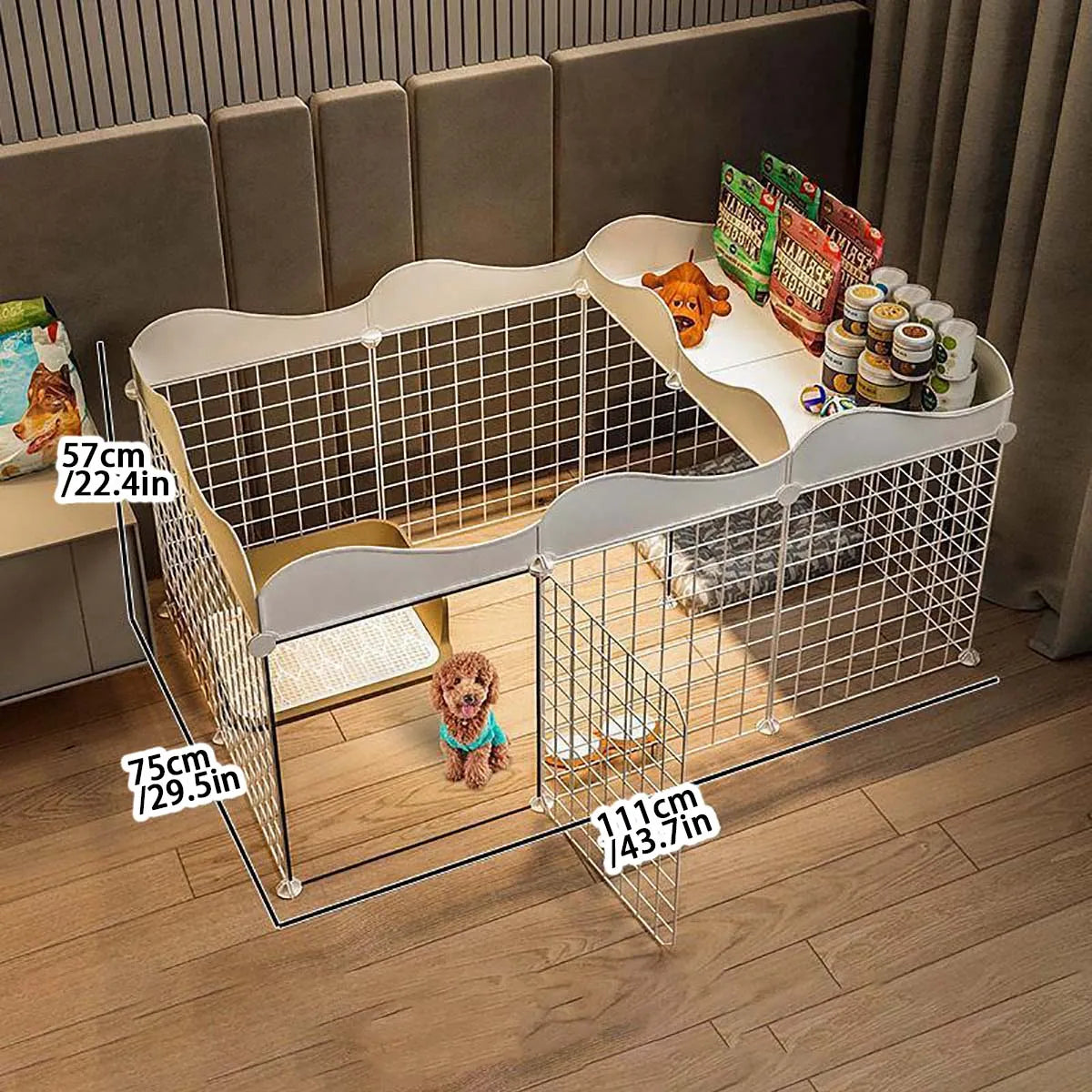White Modular Indoor Dog Playpen, DIY Panel Enclosure