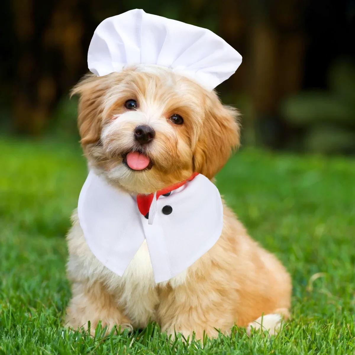 Chef Costume for Cats & Dogs with Red Scarf Detail
