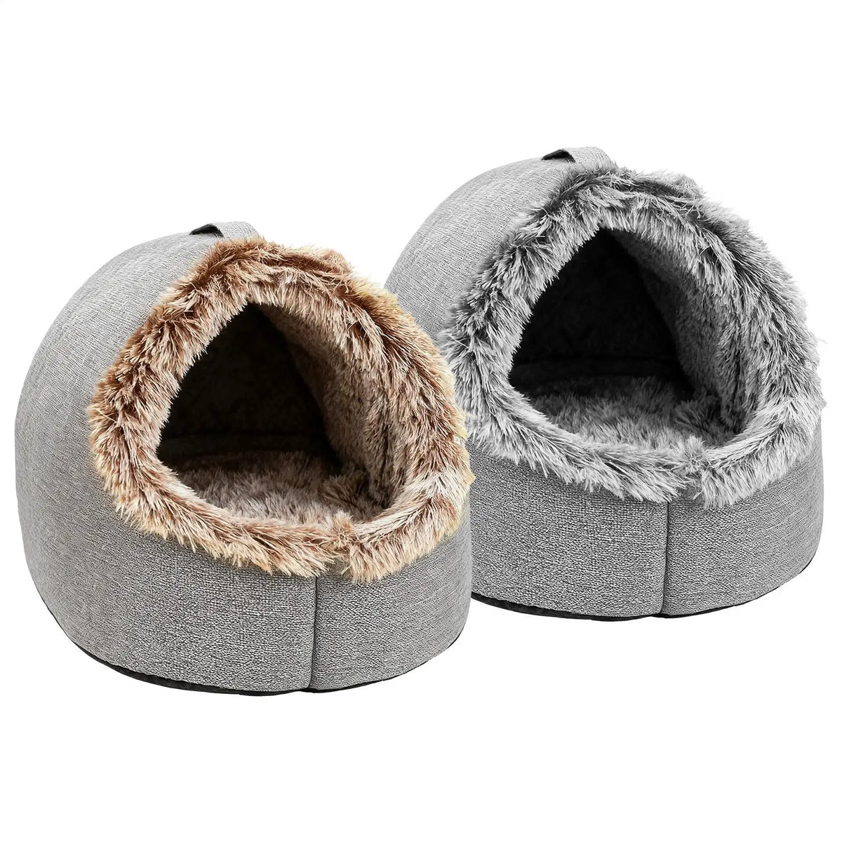 Plush-Trimmed Cave Bed for Cats & Small Dogs