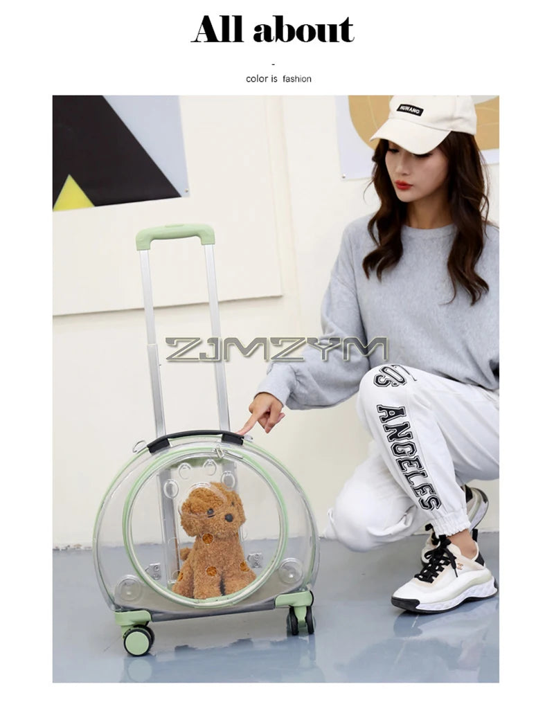 Bubble Pet Carrier Backpack with Wheels & Round Front Opening