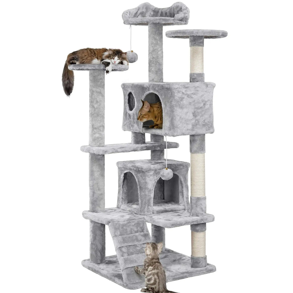 Plush Two-Condo Cat Tower with Lookout Perches