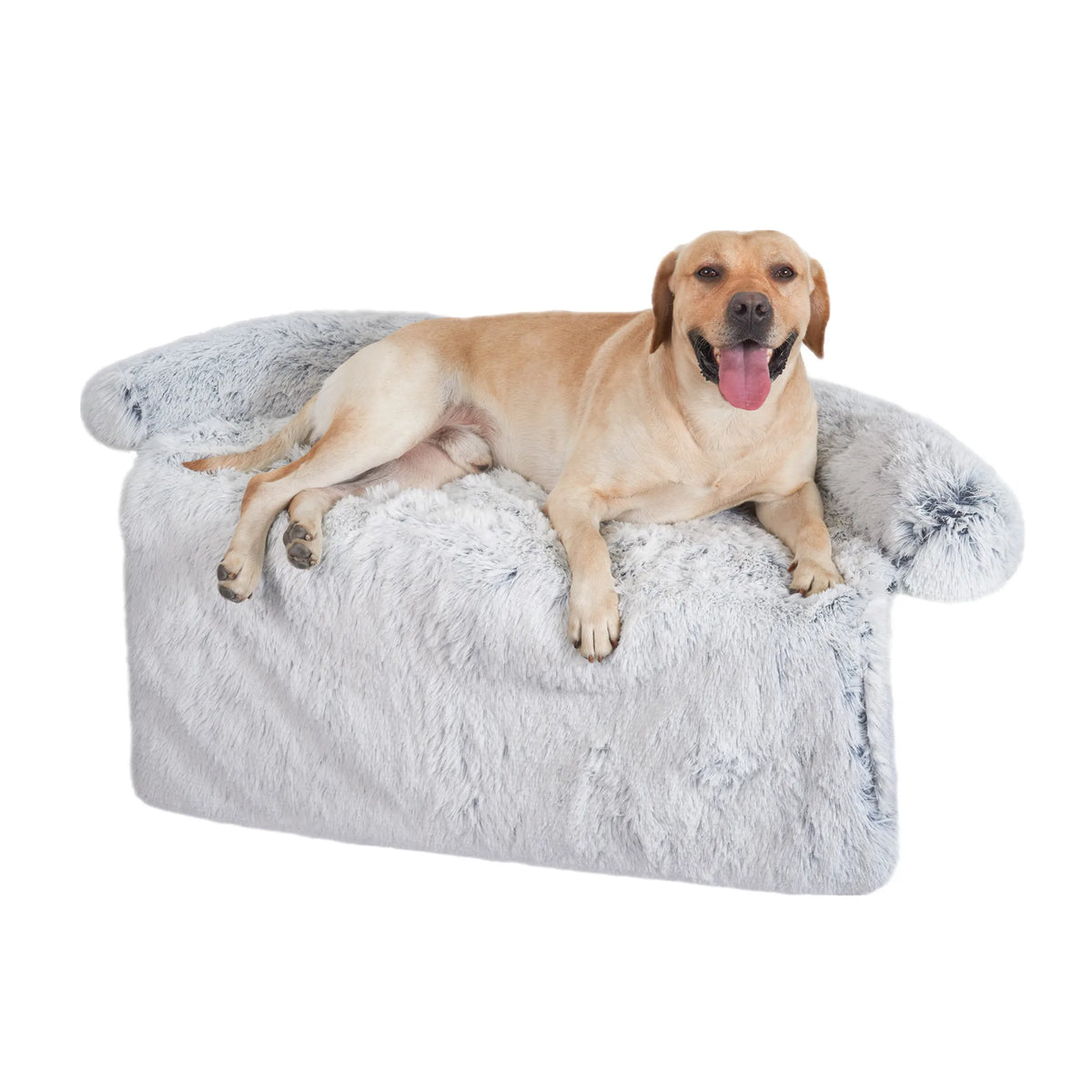 Shaggy Plush Pet Sofa Mat with Bolster Border