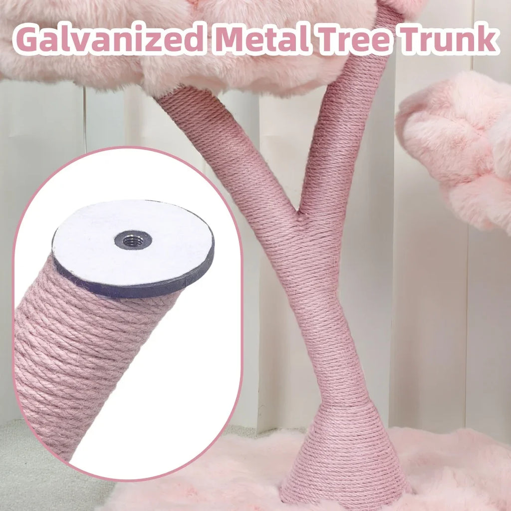 Plush Flower Cat Tree with Scratching Areas