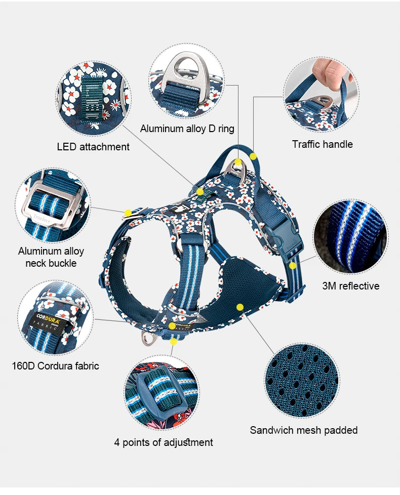TRUELOVE Floral Padded Dog Harness, TLH5656