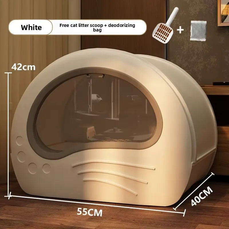Covered Cat Litter Box with Rounded Front Doorway
