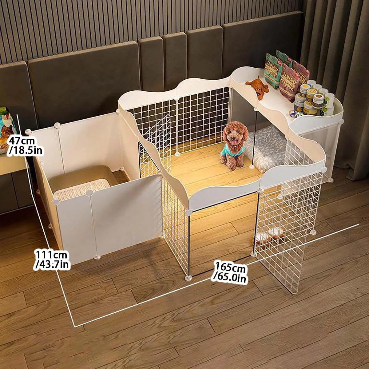 White Modular Indoor Dog Playpen, DIY Panel Enclosure