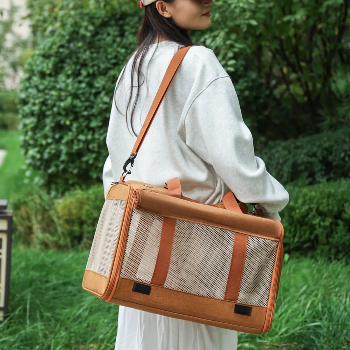 Foldable Mesh Pet Carrier with Front & Top Access