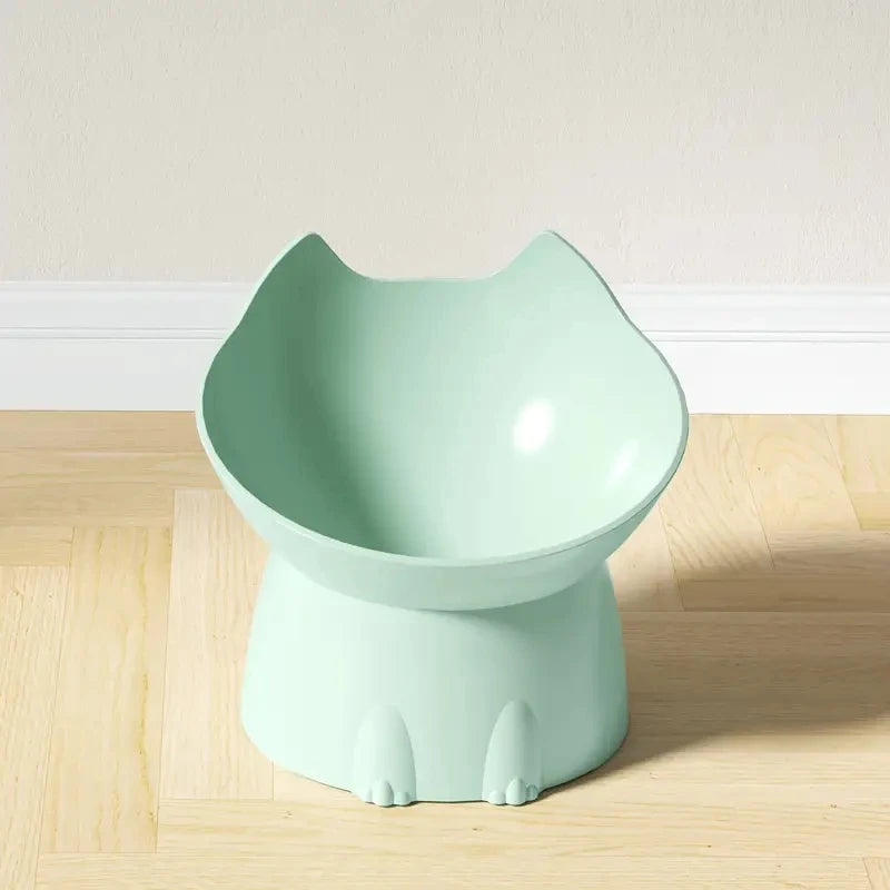 Raised Cat Bowl with Tilted Edge in Five Colors