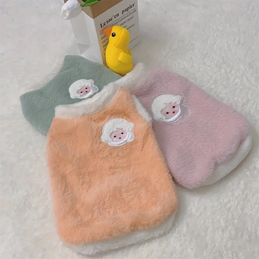 Fluffy Sheep-Patch Cat Vest