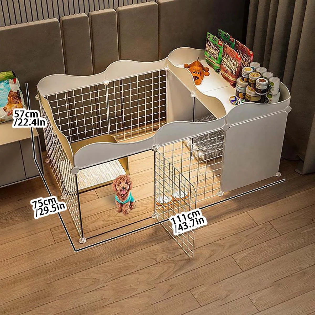 White Modular Indoor Dog Playpen, DIY Panel Enclosure