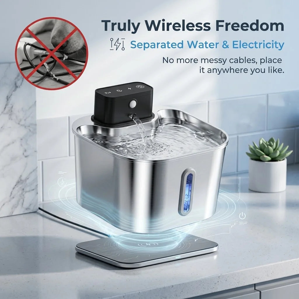 Stainless Steel Motion-Sensor Pet Water Fountain, 2L–2.2L