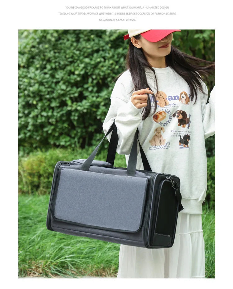 Foldable Mesh Pet Carrier with Front & Top Access