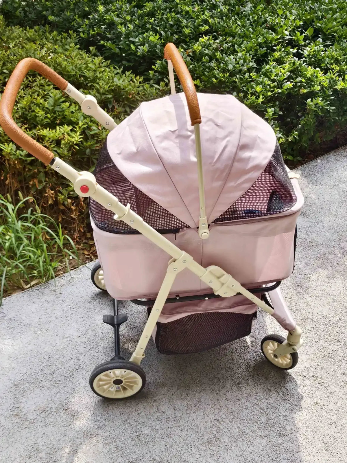 Folding Pet Stroller with Detachable Carrier & Lower Basket