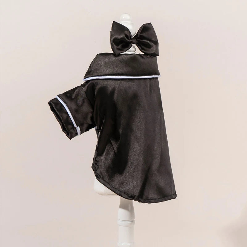Satin-Look Pet Pajama Shirt with Contrast Piping