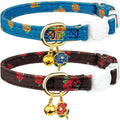Floral Cotton Cat Collar with Bell & Flower Charm