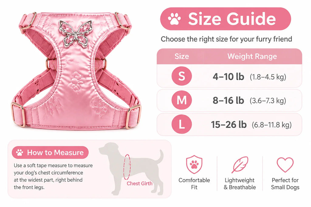Butterfly-Gem Pet Harness & 1.2 m Leash Set