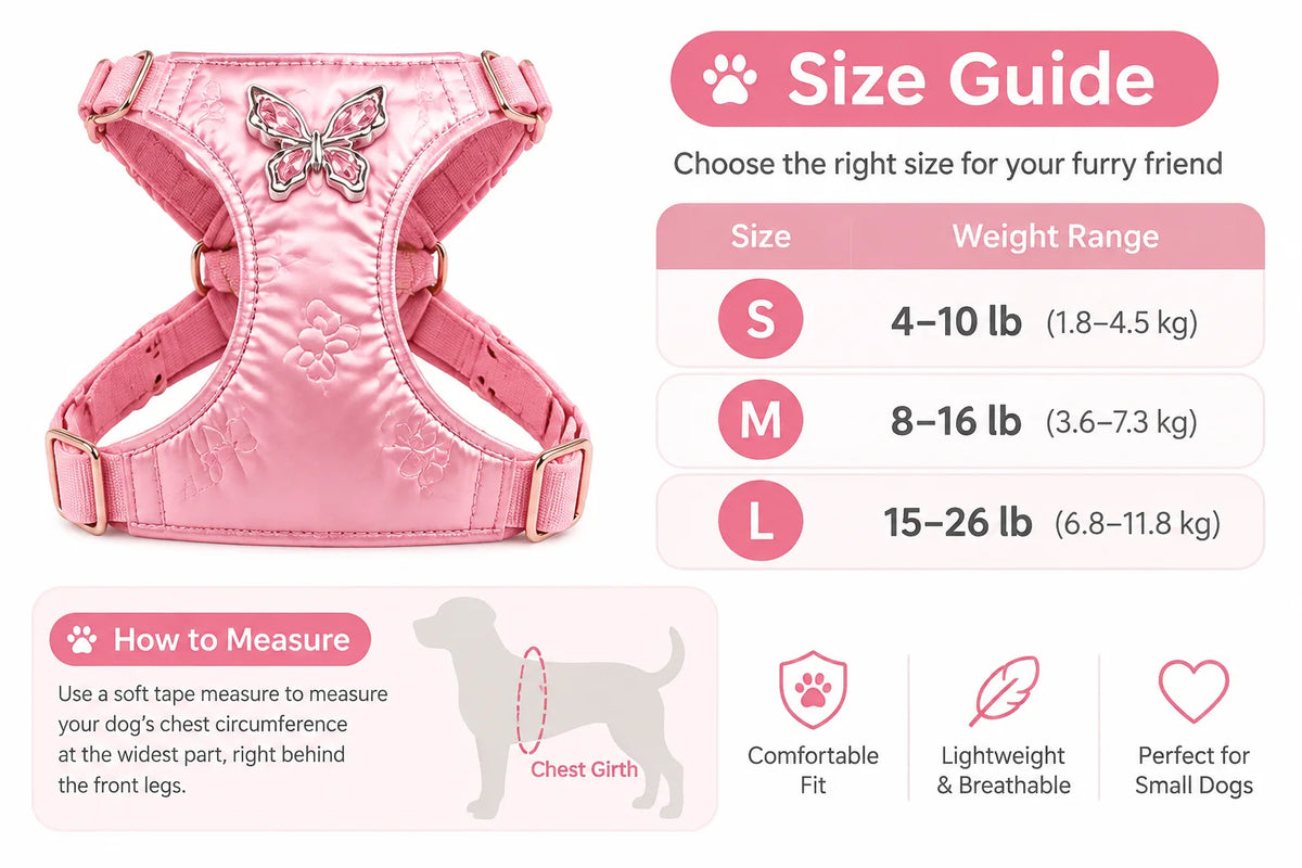 Butterfly-Gem Pet Harness & 1.2 m Leash Set