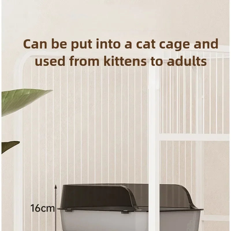 Open-Top Cat Litter Tray with Translucent Splash Guard