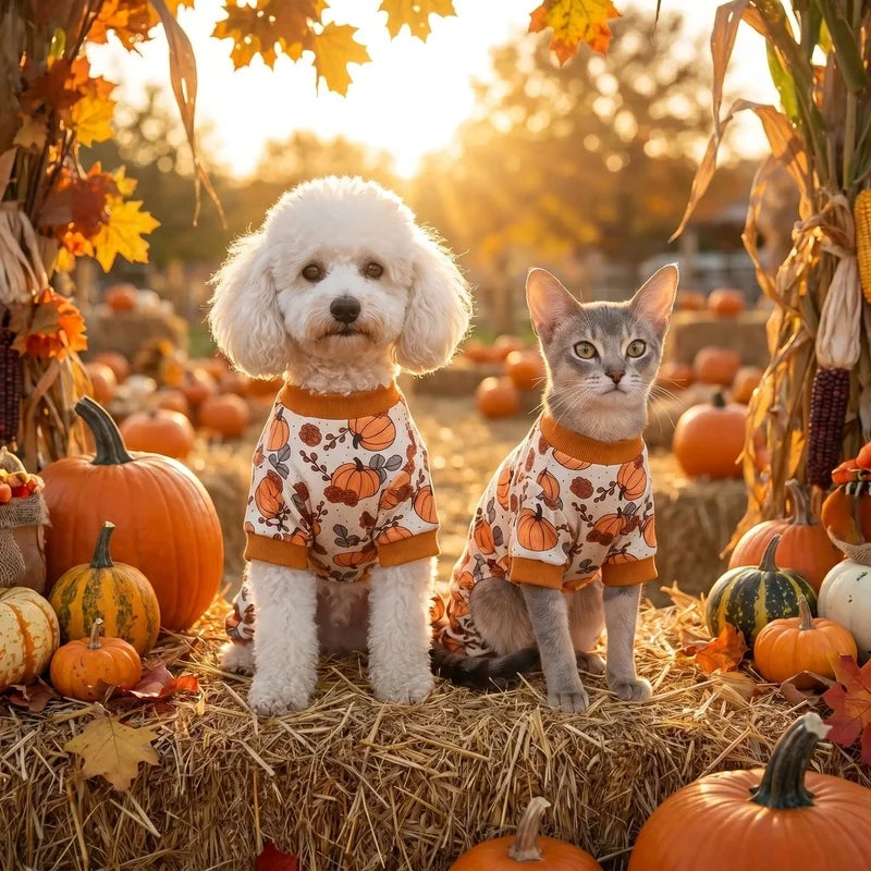 Pumpkin Print Four-Leg Pet Onesie for Dogs & Cats