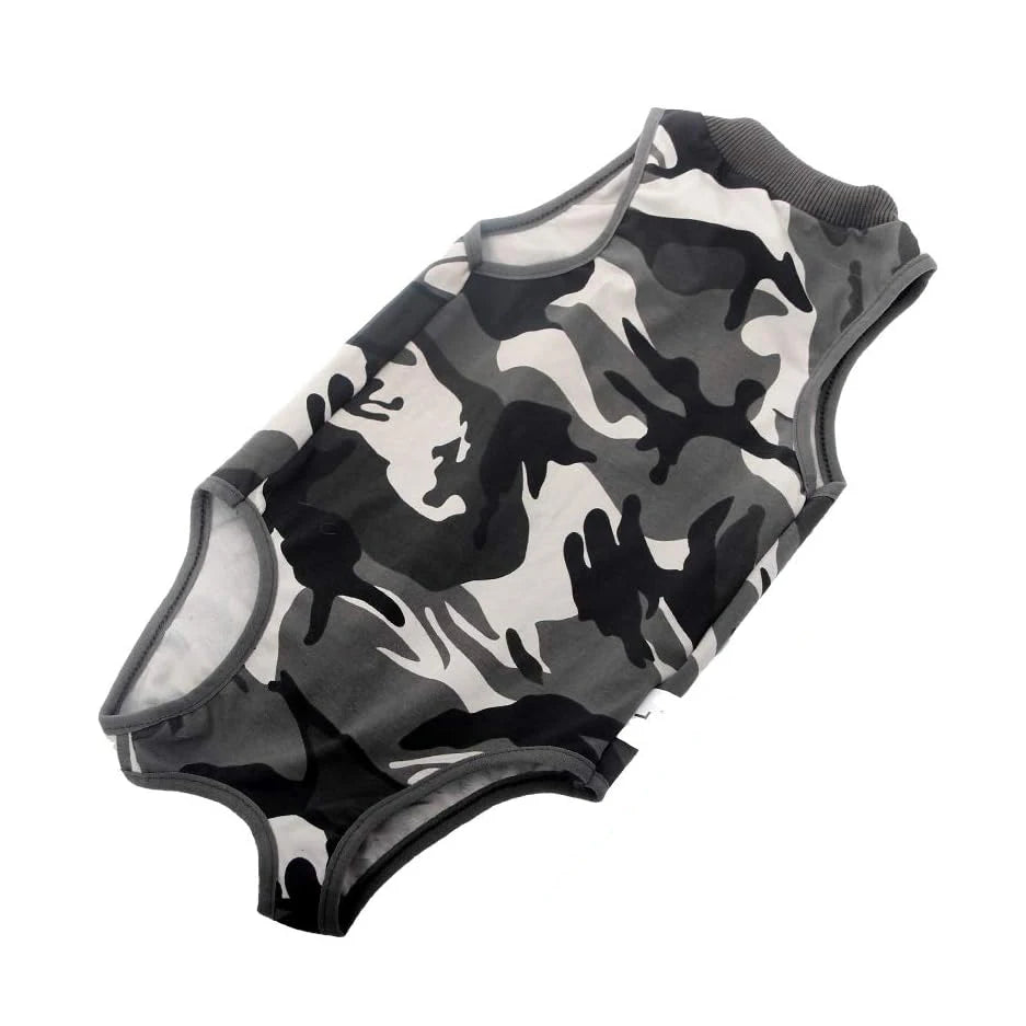 Camouflage & Blue Stripe Cat Recovery Suit
