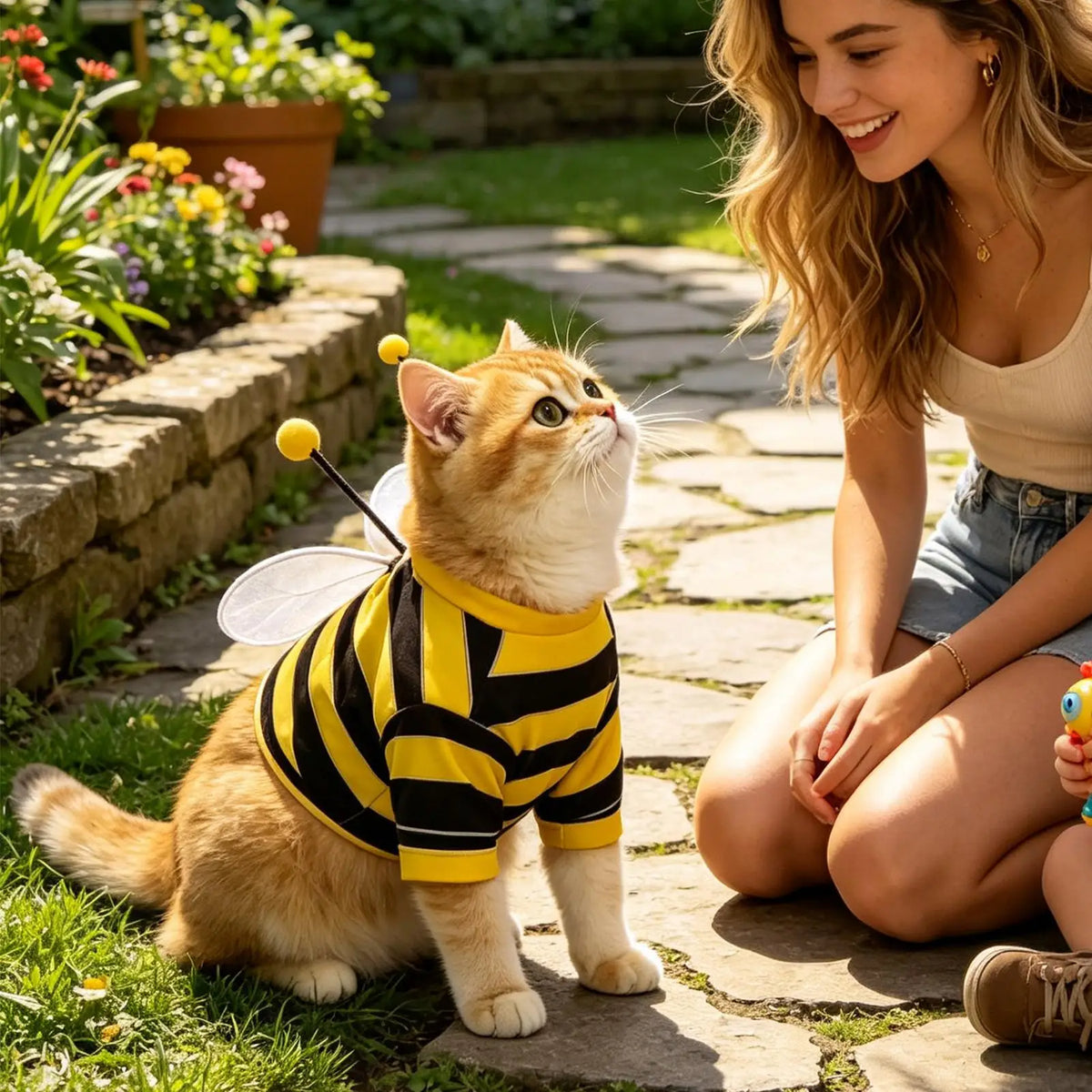Striped Bee Costume Hoodie for Cats & Small Dogs