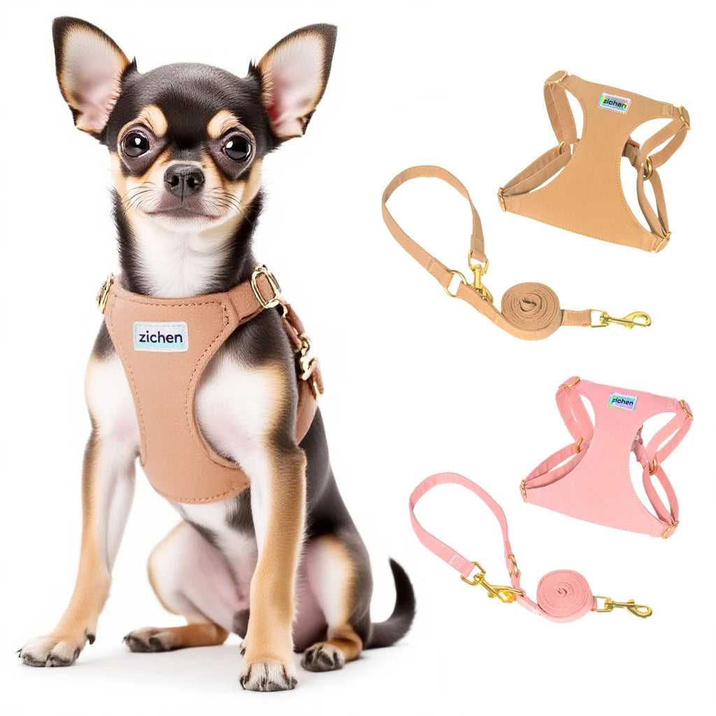 Suede-Look Pet Harness & Coordinating Leash Set