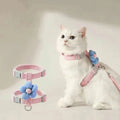 Flower-Detail Pet Harness & Matching Leash Set