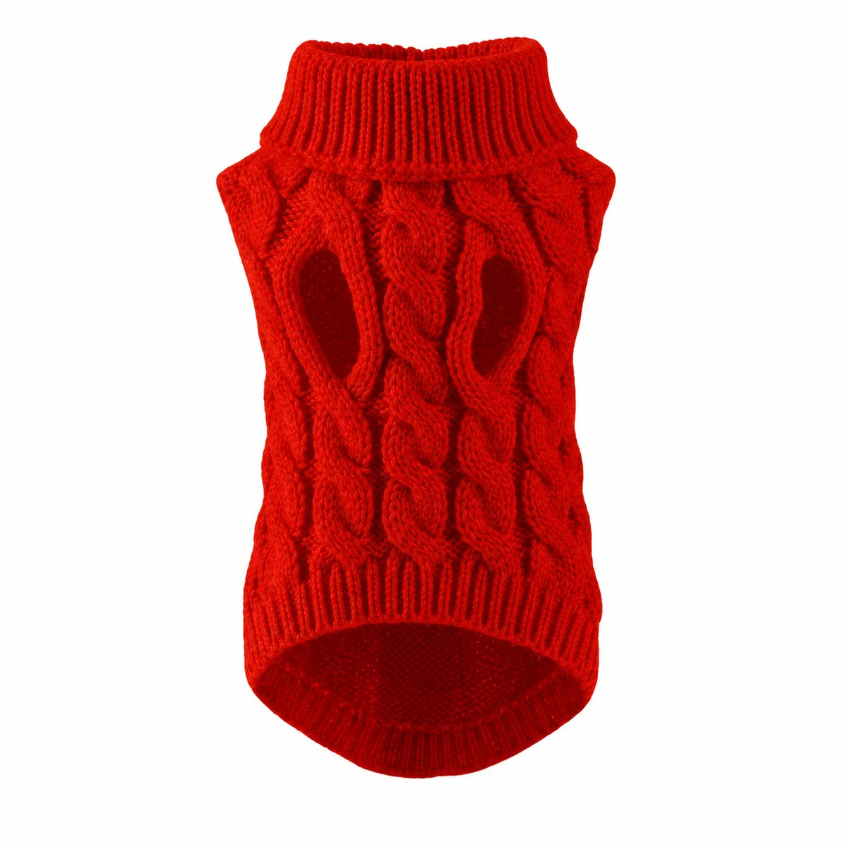 Cable-Knit Pet Sweater with Foldover Turtleneck